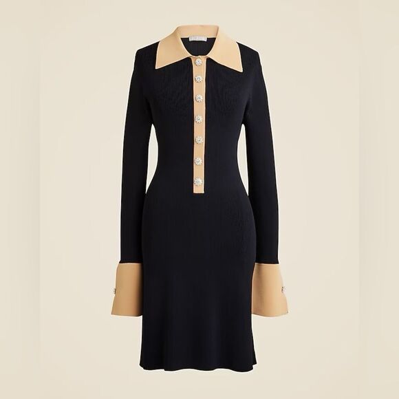 NWT J CREW Ribbed polo sweater-dress with jewel buttons - Picture 4 of 7
